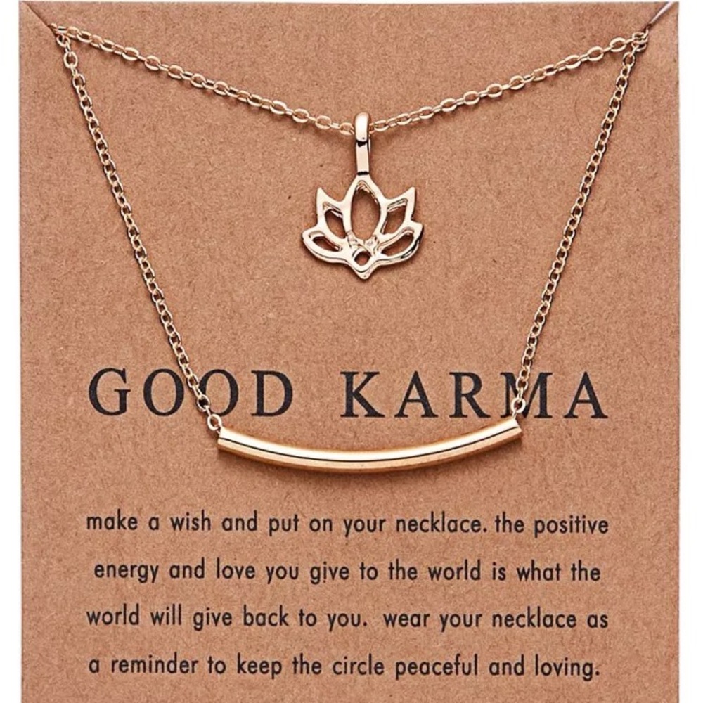 Lotus Flower Pendant Gold Tone Chain Necklace
